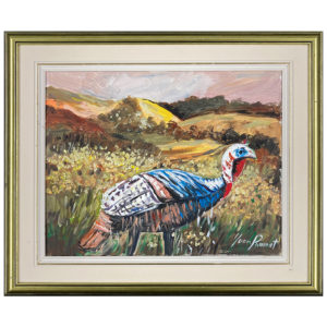 Dindon sauvage Yvon Provost peintre dinde prairie herbe foin vallon foret