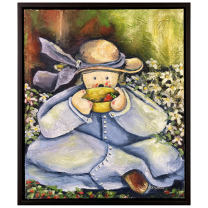 surprise marc galipeau peintre naif personnage ourson repas fleur manteau chapeau