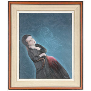 Portrait femme G. Pepin artiste peintre ombrage chaise regard solitude pose artistique seul