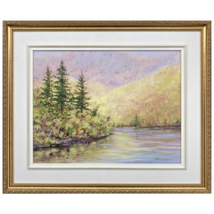Octobre Lac Hertel Claude Boisvert Lefebvre peintre nature paysage forestier riviere montagne epinette automne couleur