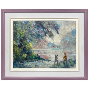 Partie peche Claude Gianolla Picasso peintre bords lac arbre nuage
