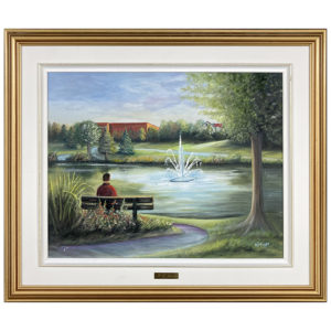 etang du Domaine Howard Nicole F. Houde artiste peintre quebecoise de Sherbrooke fontaine eau parc sentier