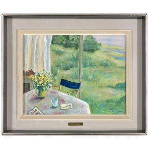 Un jour ete Orita Le Prohon artiste peintre quebecoise table fenetre paysage