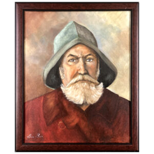 Portrait de pecheur par Robert Bois-Clair artiste peintre quebecois costume habit chapeau barbe