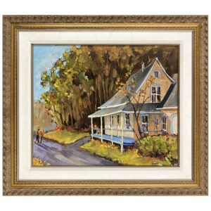 chaumiere rurale campagne maison marcheur femme route foret automne