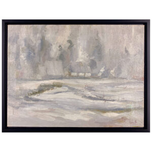 brume matin fernand labelle peintre hiver neige maison ancestrale prairie vent arbre