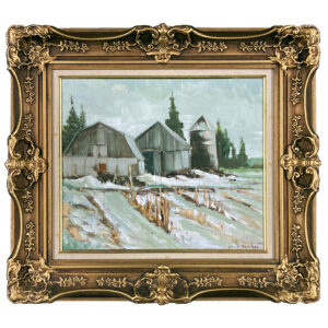 ferme batiment hiver neige silo arbre grange