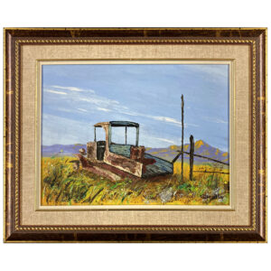 camionnette rouille antique champ cloture montagne ciel automne