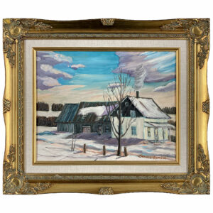 maison campagne garage hiver neige foret cheminee nuage