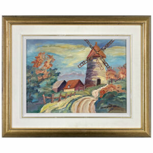 campagne paysage moulin maison route cloture automne arbre nuage