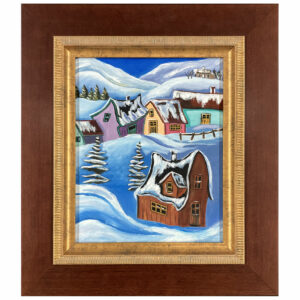 naif maison arbre hiver montagne neige village cloture sapin